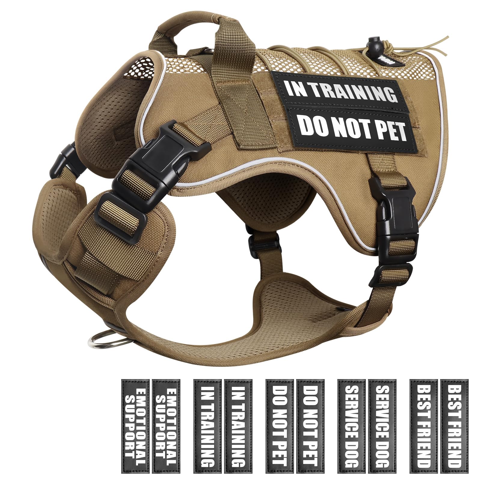 WINSEE service dog in training mesh harness front view showing breathable airflow for daily walks