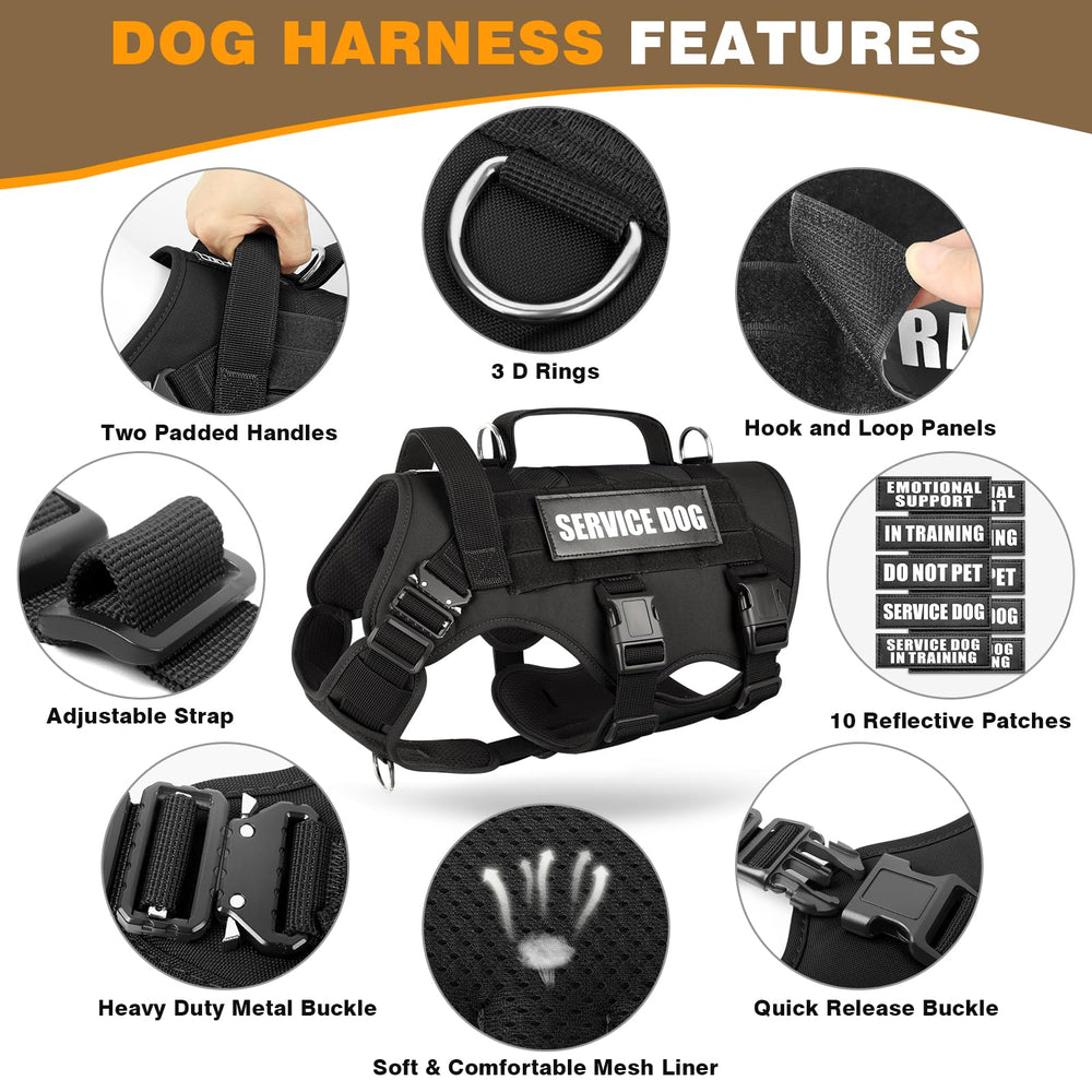 WINSEE service dog vest back with D-rings supports versatile leash options