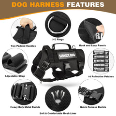 WINSEE service dog vest back with D-rings supports versatile leash options