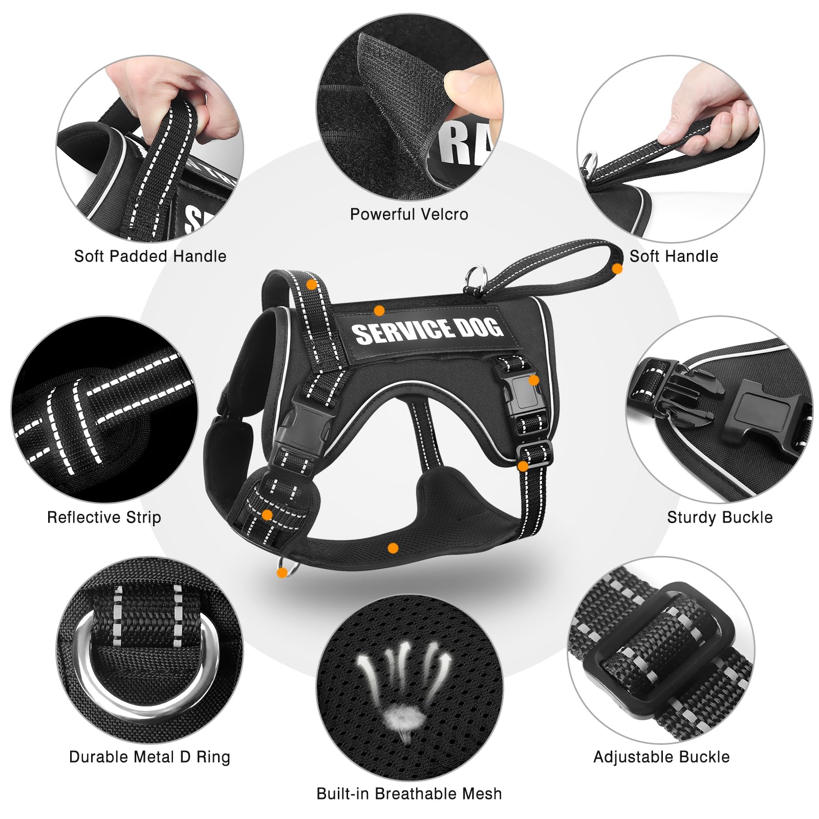 WINSEE Tactical Dog Harness back leash attachment supports relaxed walks