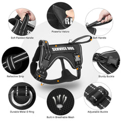 WINSEE Tactical Dog Harness back leash attachment supports relaxed walks