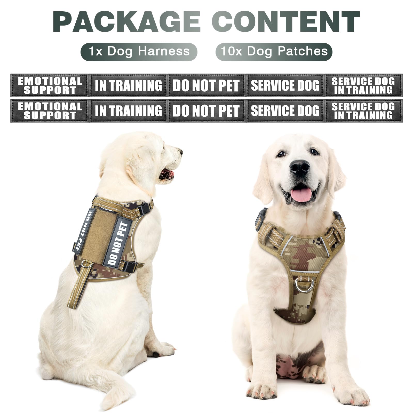 WINSEE Tactical Dog Harness back view with sturdy handle for control