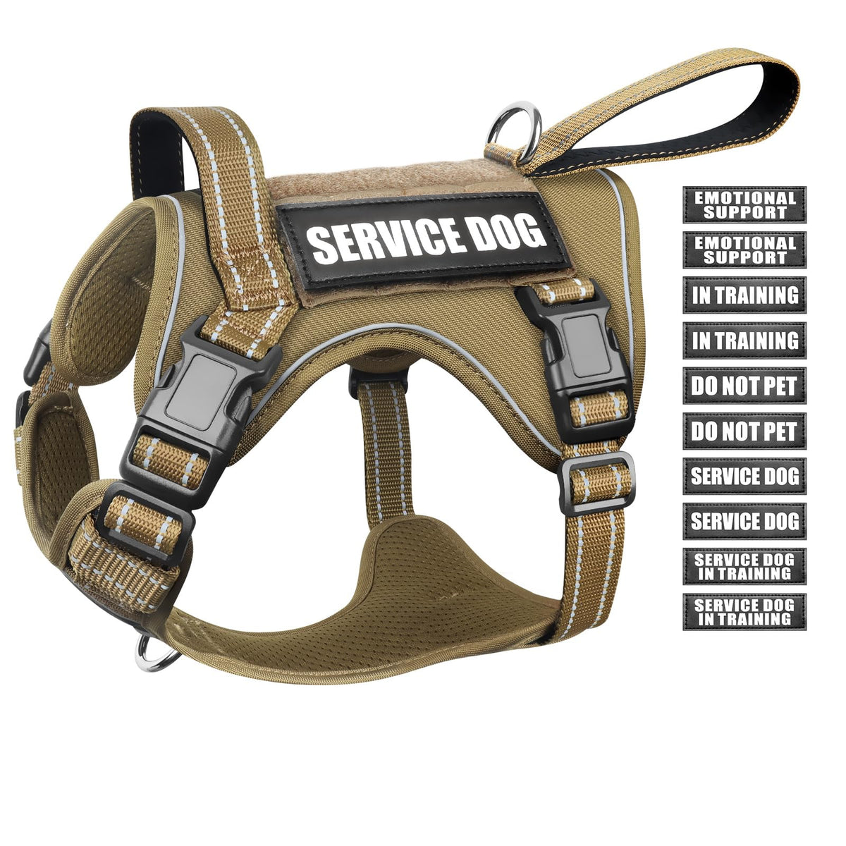 WINSEE tactical dog harness front view shows secure fit for training sessions.