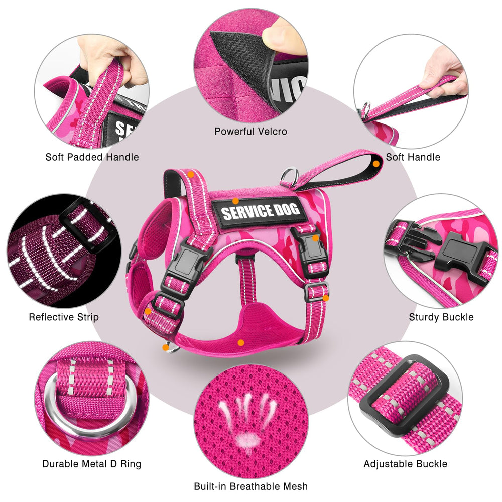 WINSEE tactical dog harness MOLLE system with patches for labeling.