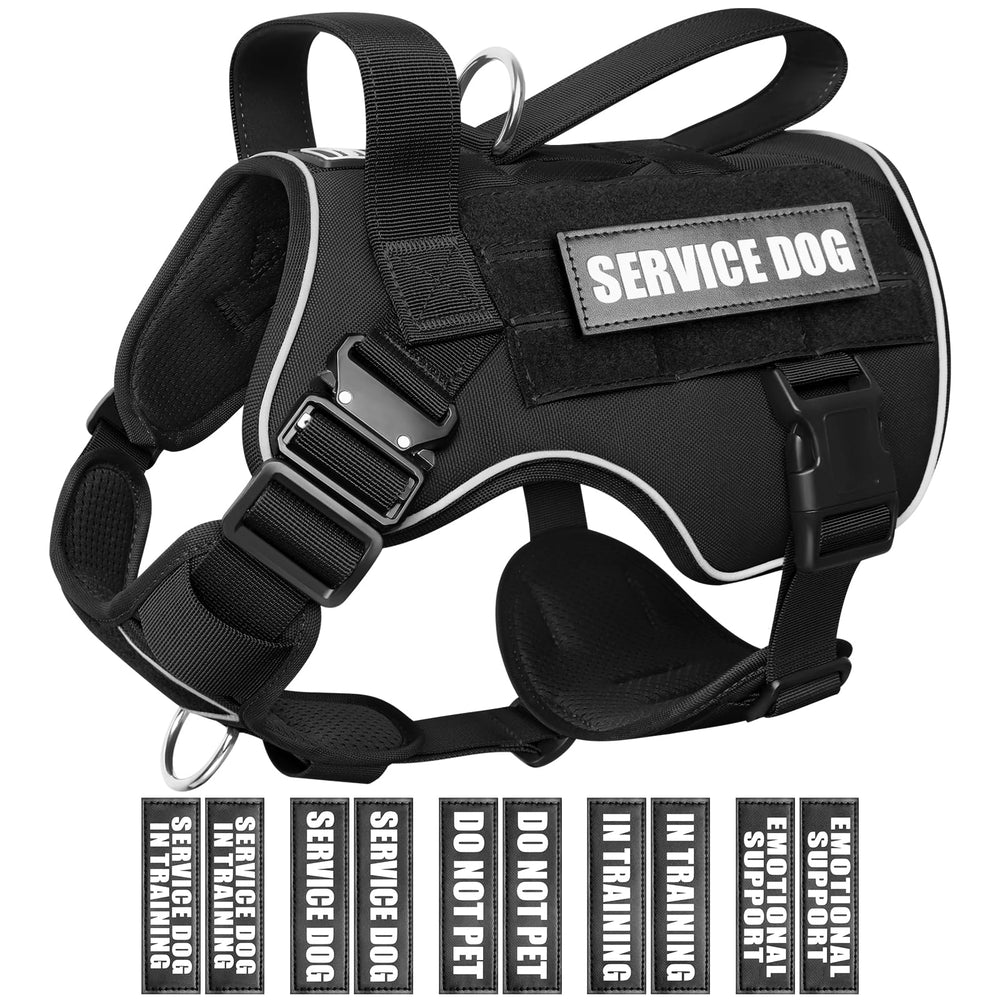 WINSEE tactical dog harness side view highlights durable MOLLE vest for medium dogs