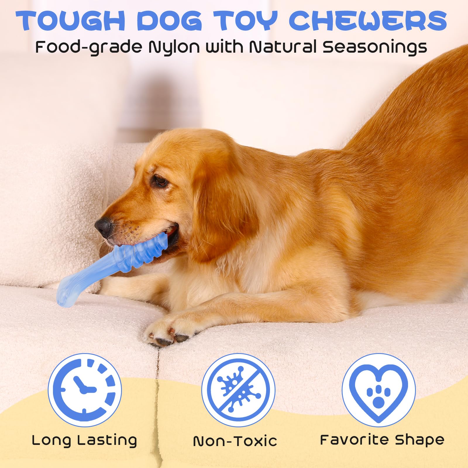 WinTour dog bone toy offers tough, long-lasting chewing for power chewers.