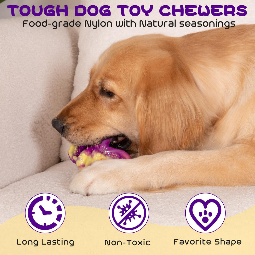 WinTour dog chew bone close-up emphasizes durable nylon construction for vigorous teething and entertainment.