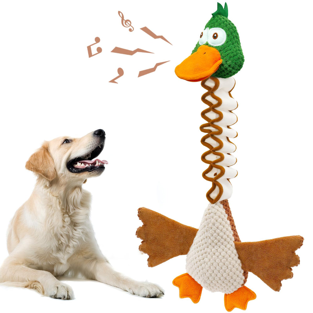 WinTour duck-shaped dog toy closeup shows plush texture ideal for interactive play