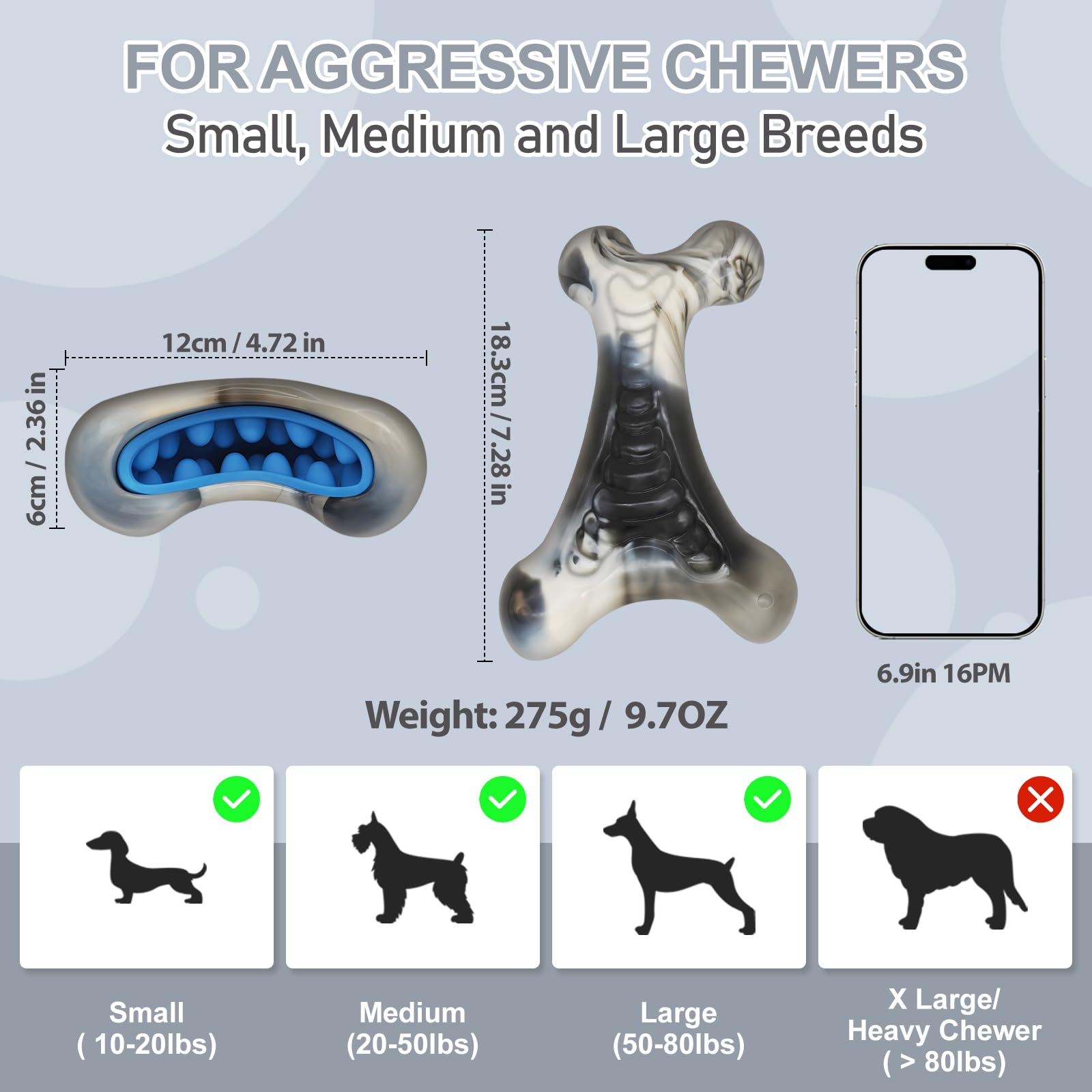 WinTour two-in-one indestructible dog toy with hole for treats