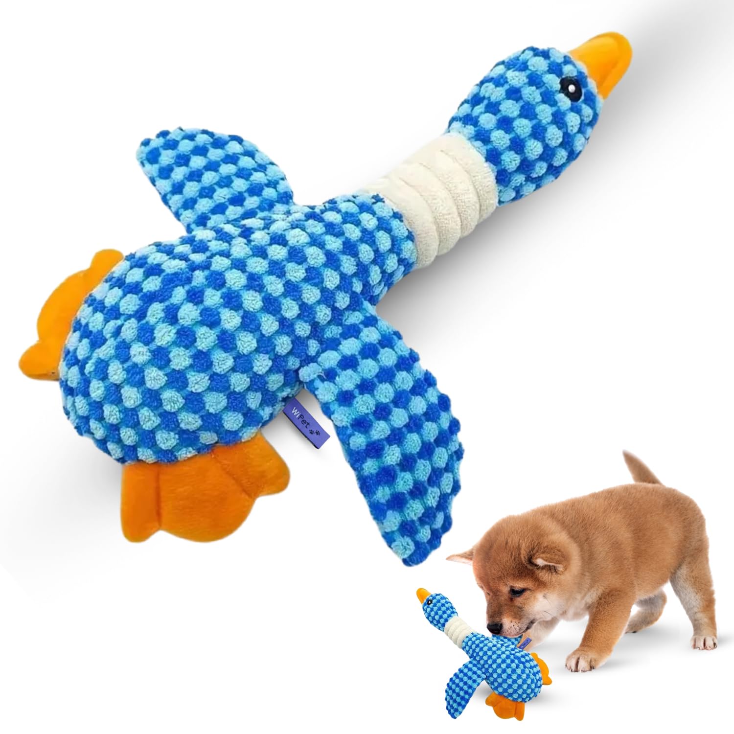 WiPet Blue Goose Toy squeak enhances interactive play for dogs