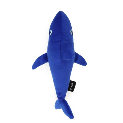 WiPet plush shark toy blue positioned for cuddling and anxiety relief during training.