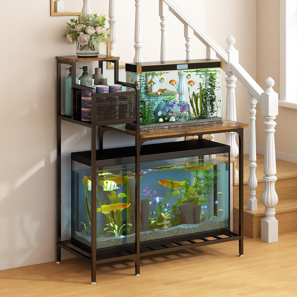 Wisdom Star aquarium stand top-tabletop view shows spacious 33.1-inch surface for tanks.