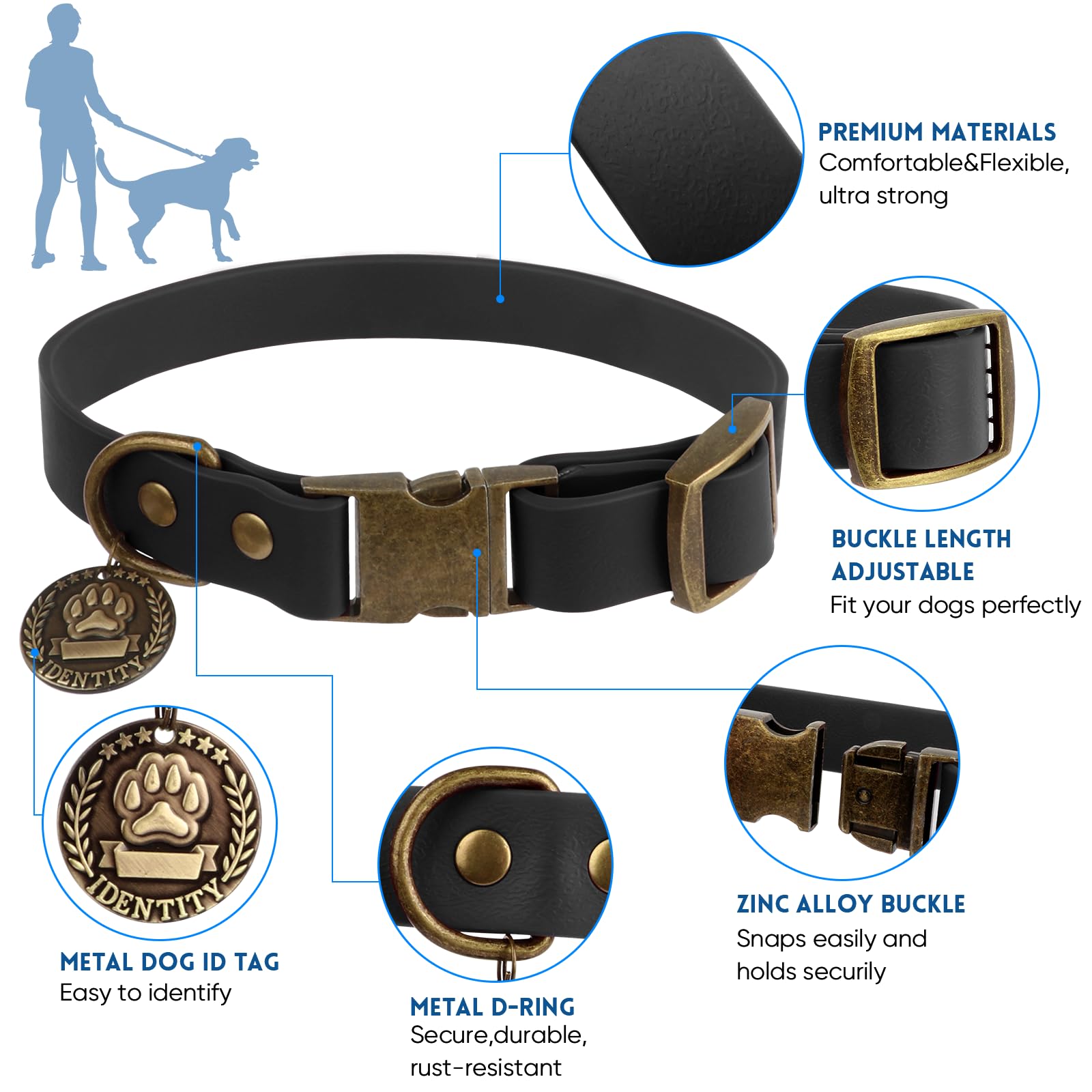 Wisedog brass buckles close-up—durable hardware for reliable outings.