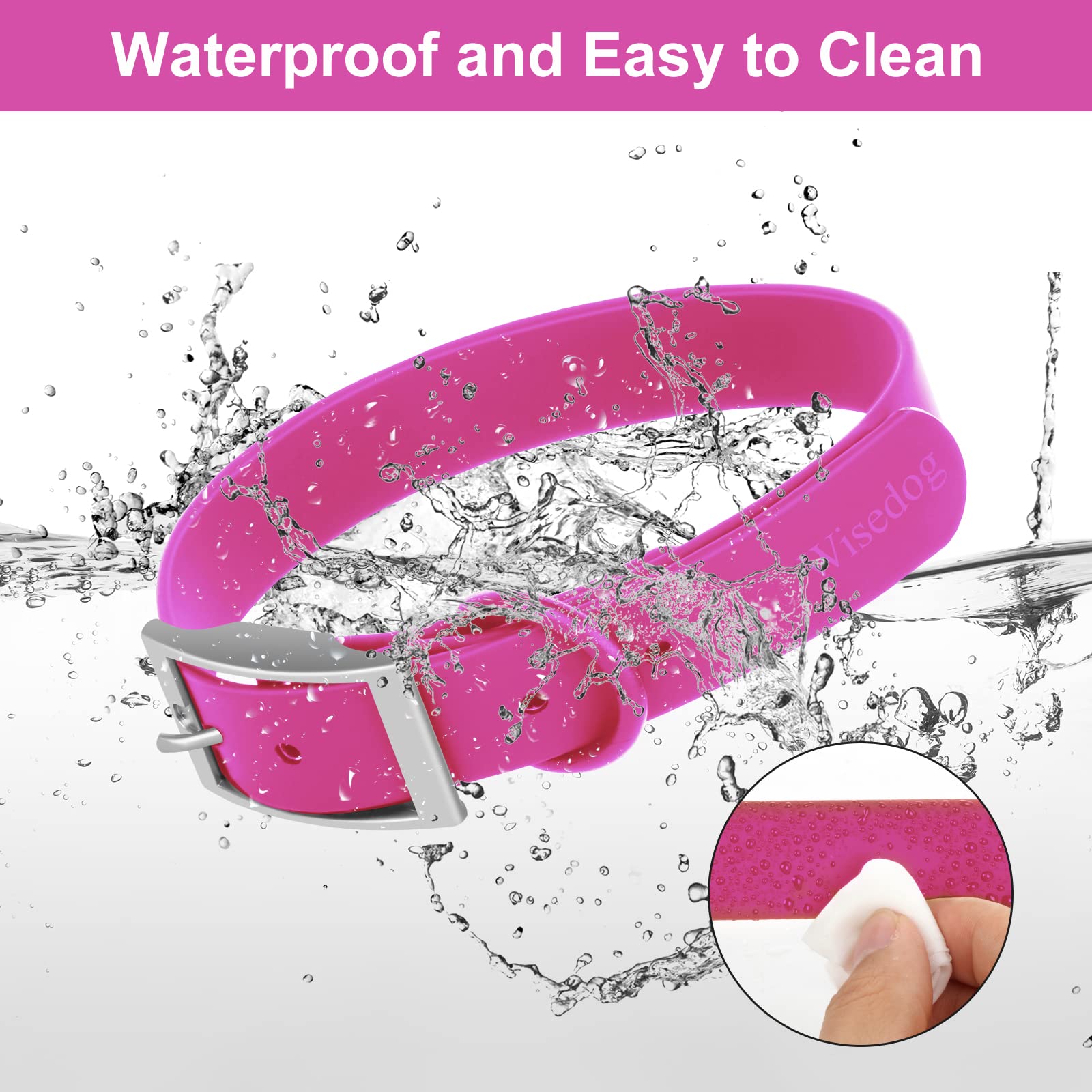 Wisedog collar easy-clean surface lets you wipe away mud after outdoor adventures.