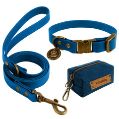 Wisedog collar and leash blue set – adjustable fit for all dog sizes.