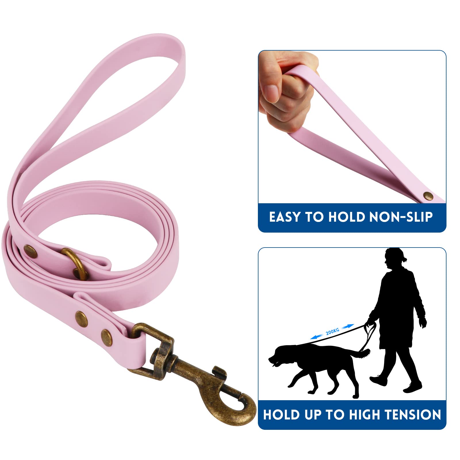 Wisedog durable tear-resistant polyester leash and collar for active dogs.
