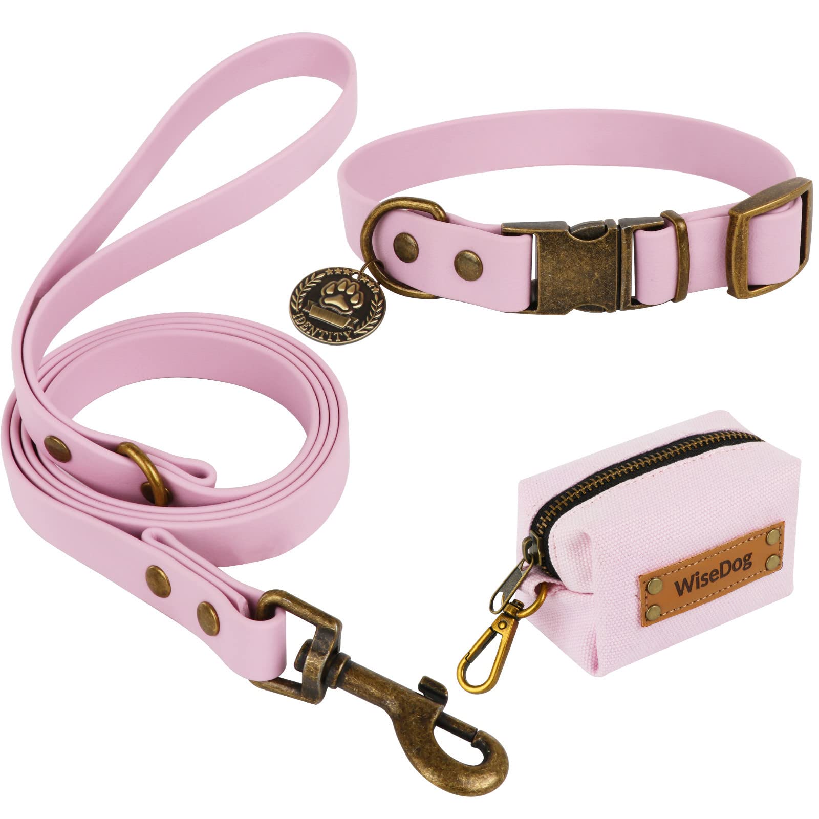 Wisedog collar and leash set in waterproof design, adjustable for all-sized dogs.
