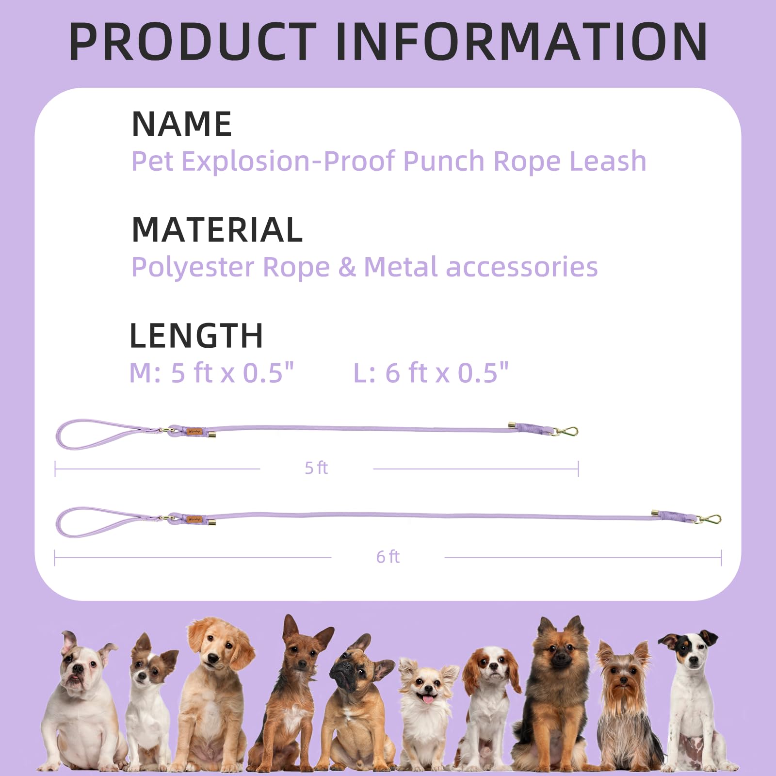 Wisedog leash features rustproof 360° swivel buckle for smooth turning