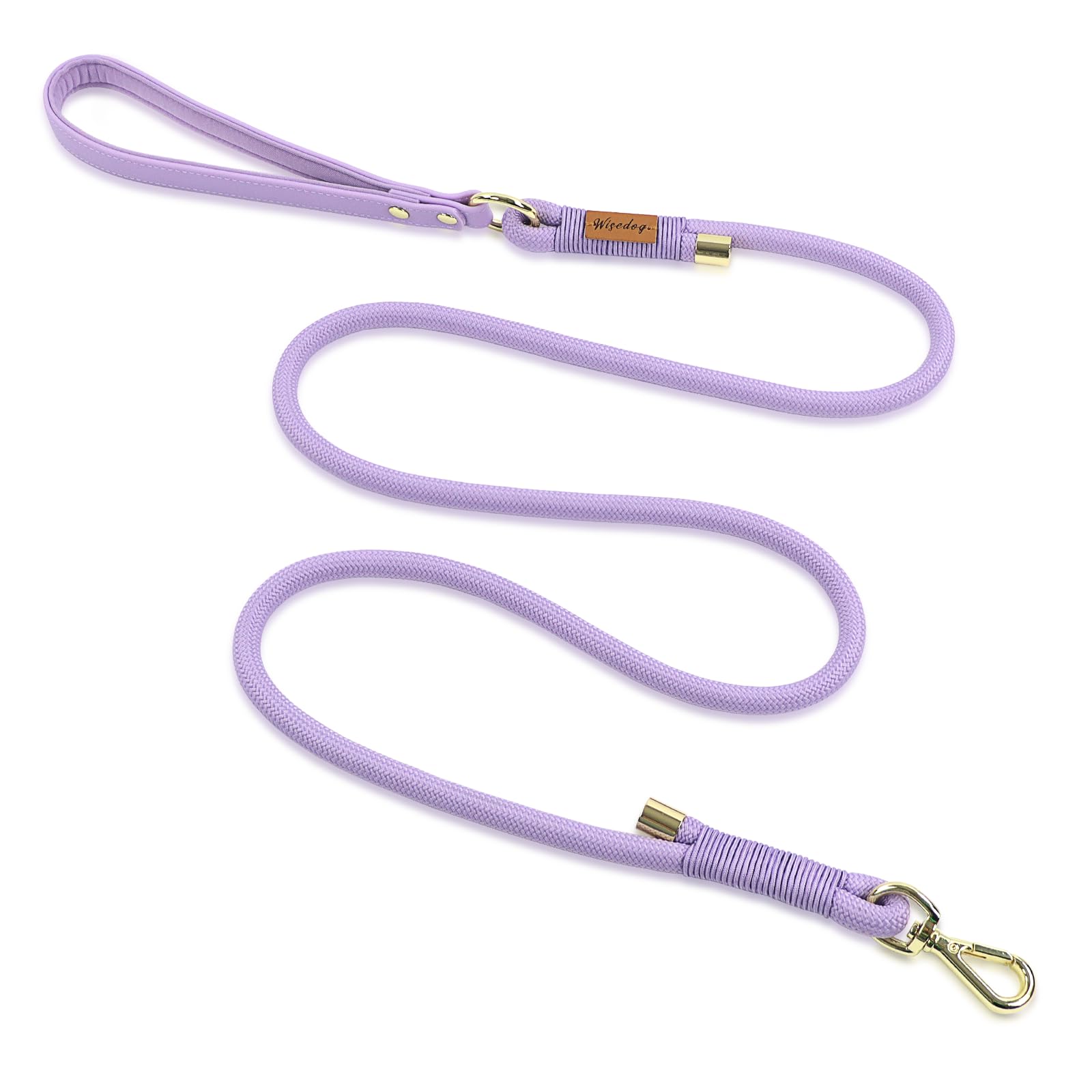 Wisedog leash lilac padded handle provides comfortable grip on walks