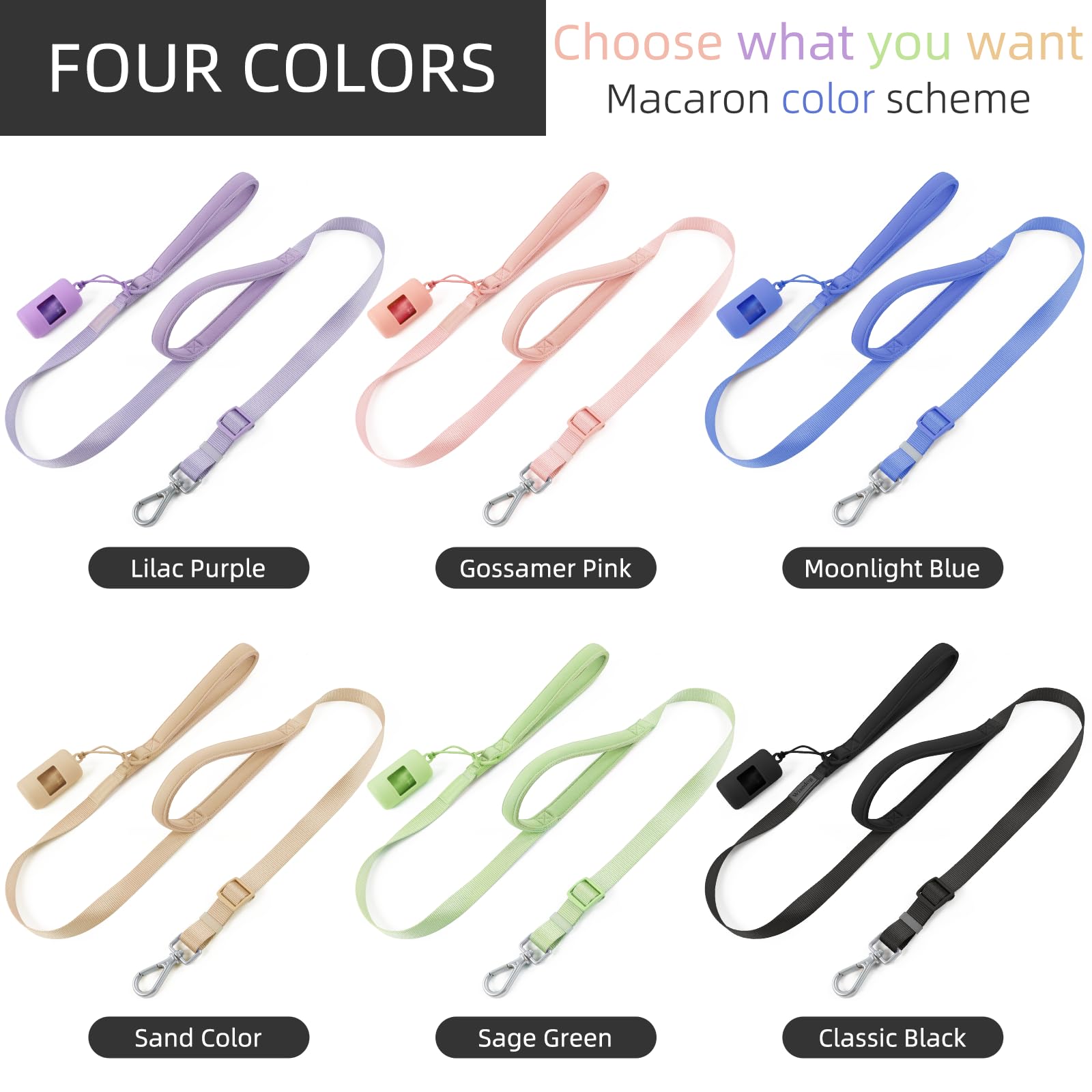 Wisedog leash showing traffic-control dual handles for quick direction changes.