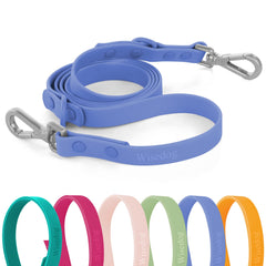 Wisedog waterproof leash in blue strap illustrating rain-ready durability for daily walks