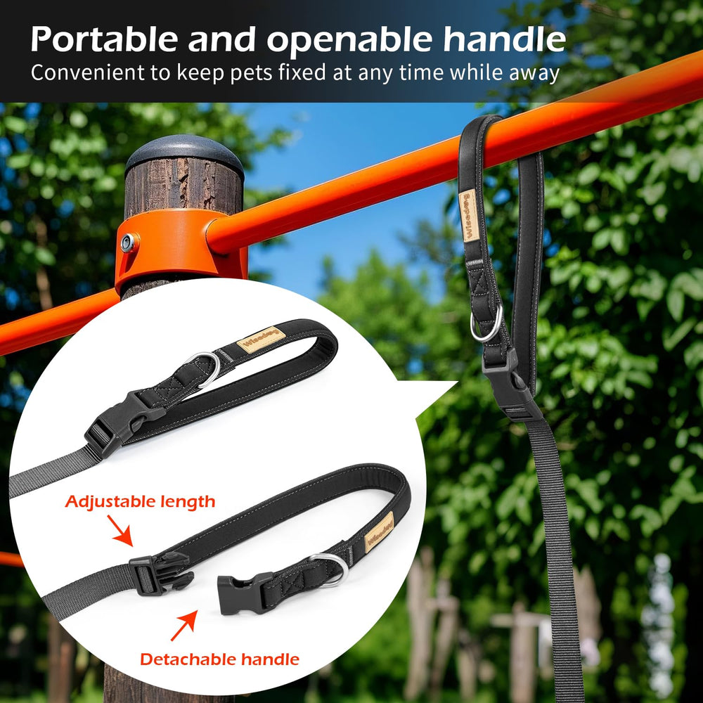 Wisedog long leash option with shoulder strap for hands-free hiking.