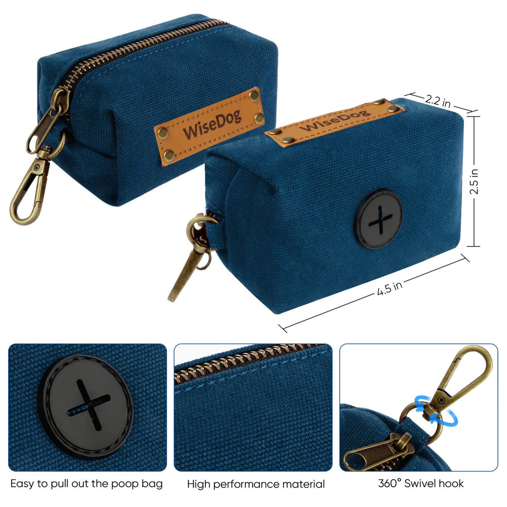 Wisedog metal tag blue collar — quick pet identification.