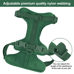 Wisedog No Pull Harness adjustable-webbing close-up shows easy neck and chest fit
