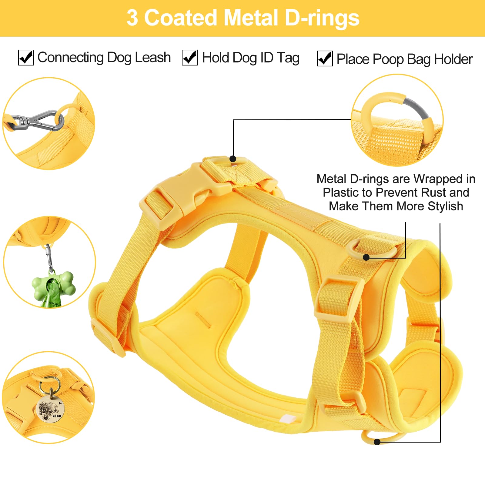 Wisedog No Pull Harness quick-release buckles speed on/off during walks.