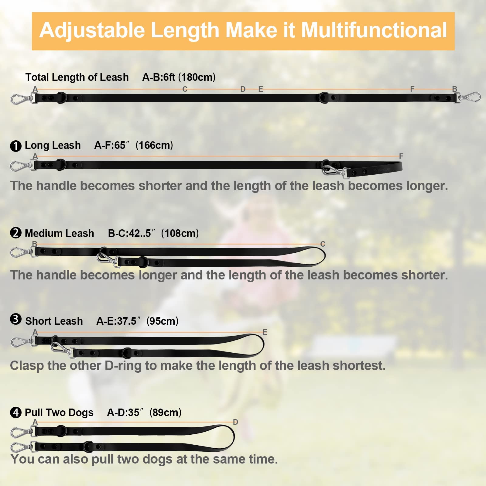 Wisedog pvc-coated leash easy-clean surface keeps it looking fresh