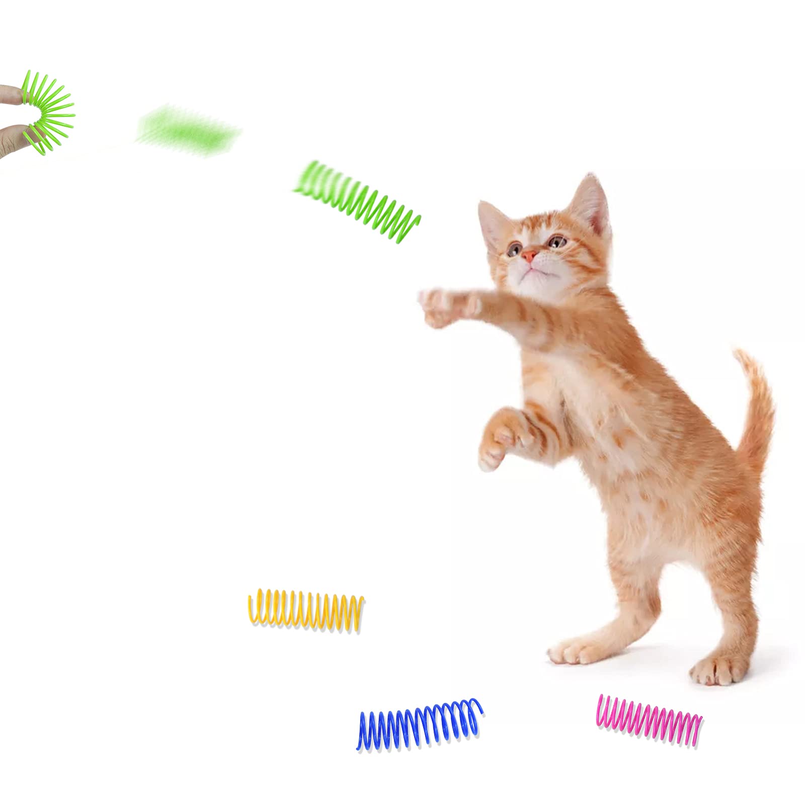 WishLotus cat spring toy green swinging for interactive chase and energy burn.