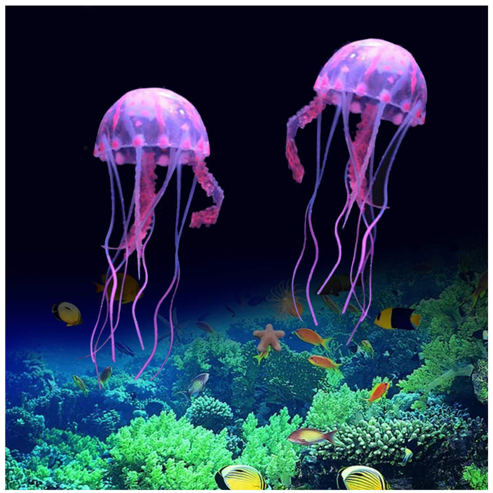 WishLotus pink glow jellyfish decor for vibrant aquarium ambiance
