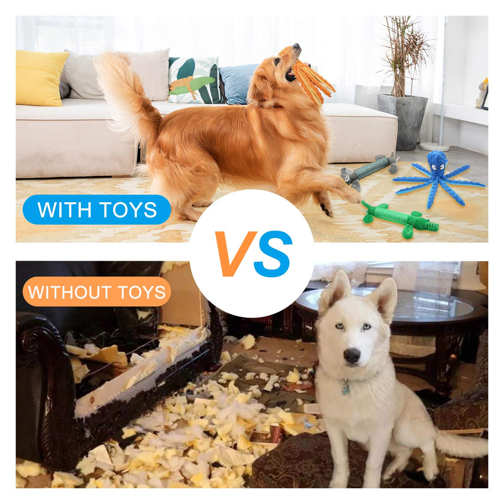 WishLotus Octopus Dog Toy blue safety-embroidered eyes reduce choking risk