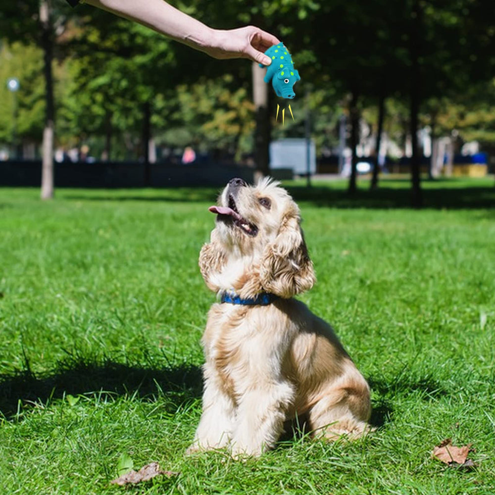 WishLotus mini pig-shaped toy blue supports gentle dental-chew routines for small dogs.