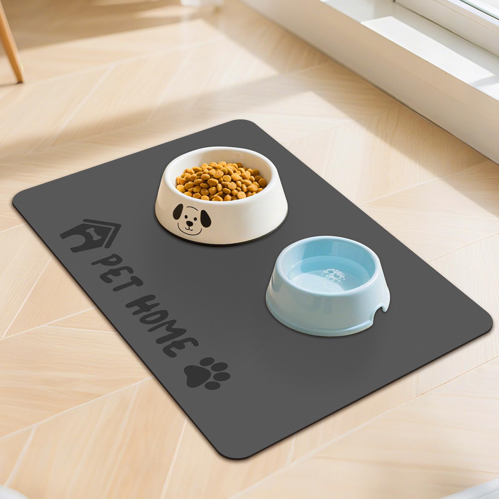 WIYIXI pet feeding mat absorbent-water focus keeps floors clean after spills