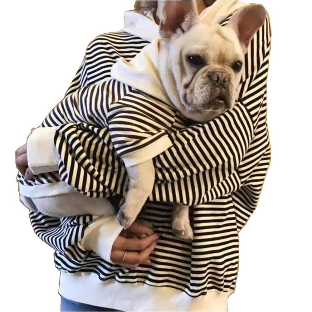 Wiz BBQT matching dog-owner hoodie striped black for cozy fall walks.