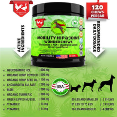 WizardPet Advanced Hip Joint Chews closeup highlights joint-supporting ingredients