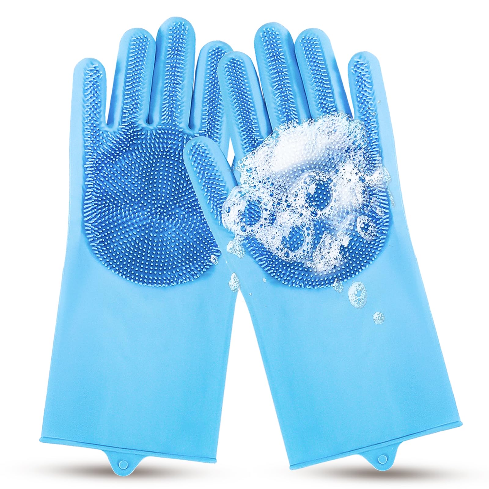 WJWJA Pet Grooming Gloves on a dog bath for massage and hair removal.