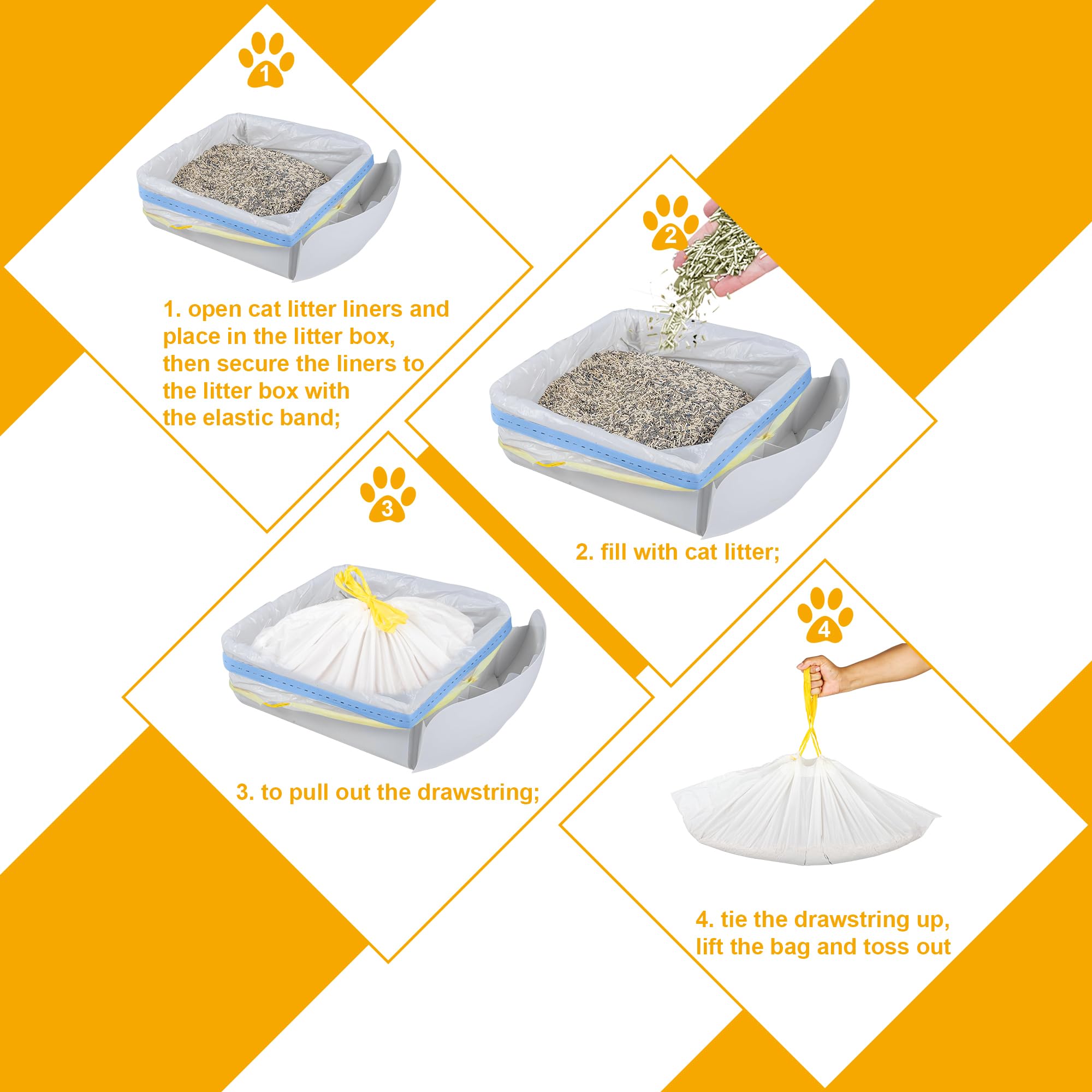 WJXWHSWX cat litter bags drawstring design aids quick sealing after use