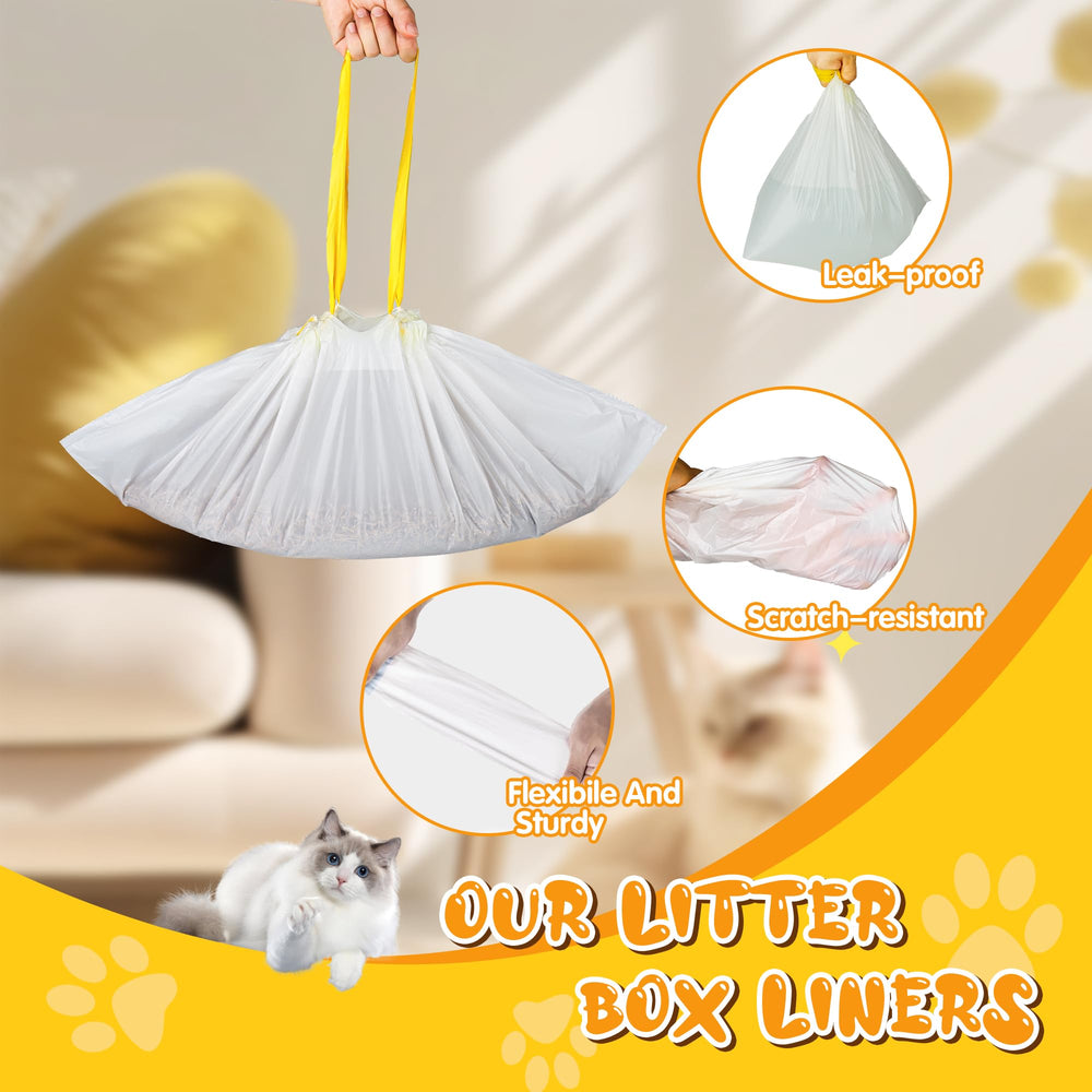 WJXWHSWX jumbo litter bags demonstrate open-box fit for standard litter trays.