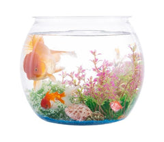 Wliwwo two-pack plastic fish bowls show a clear 1-gallon tank for versatile centerpieces