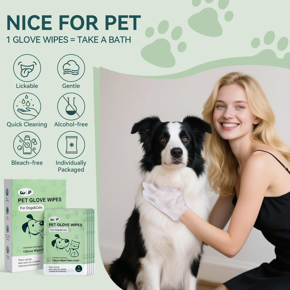 WLP Pet Glove Wipes cat face focus enables facial cleaning between baths