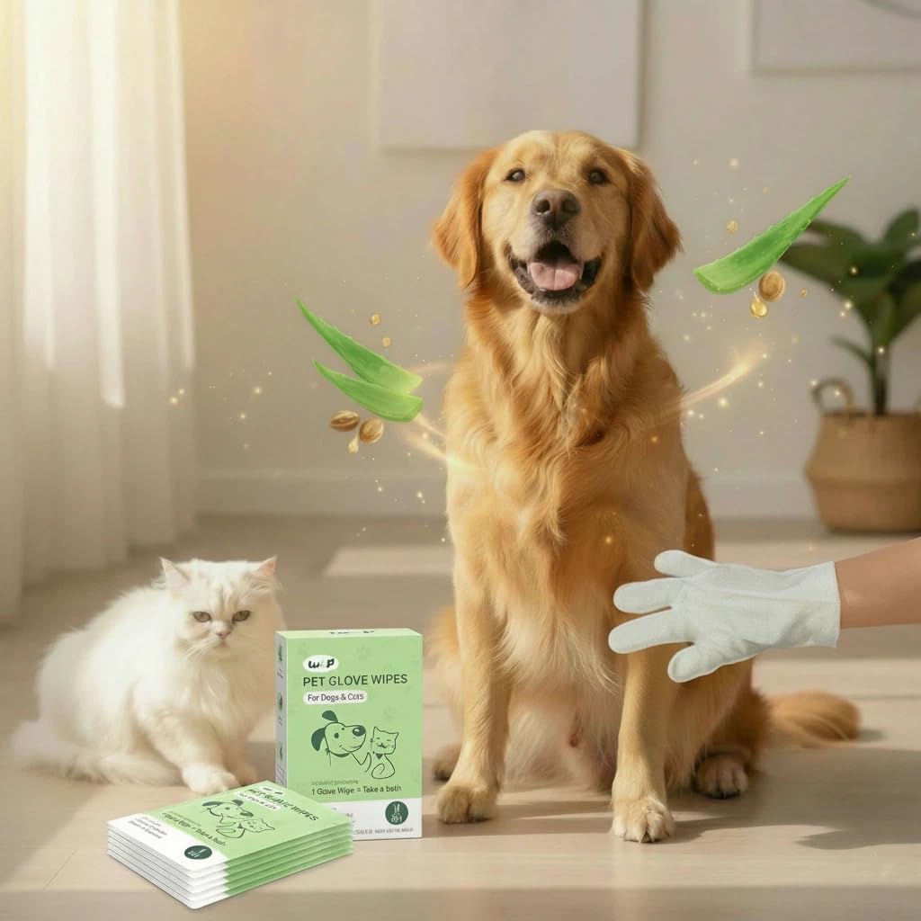 WLP Pet Glove Wipes individually wrapped emphasizes freshness for travel and quick touch-ups