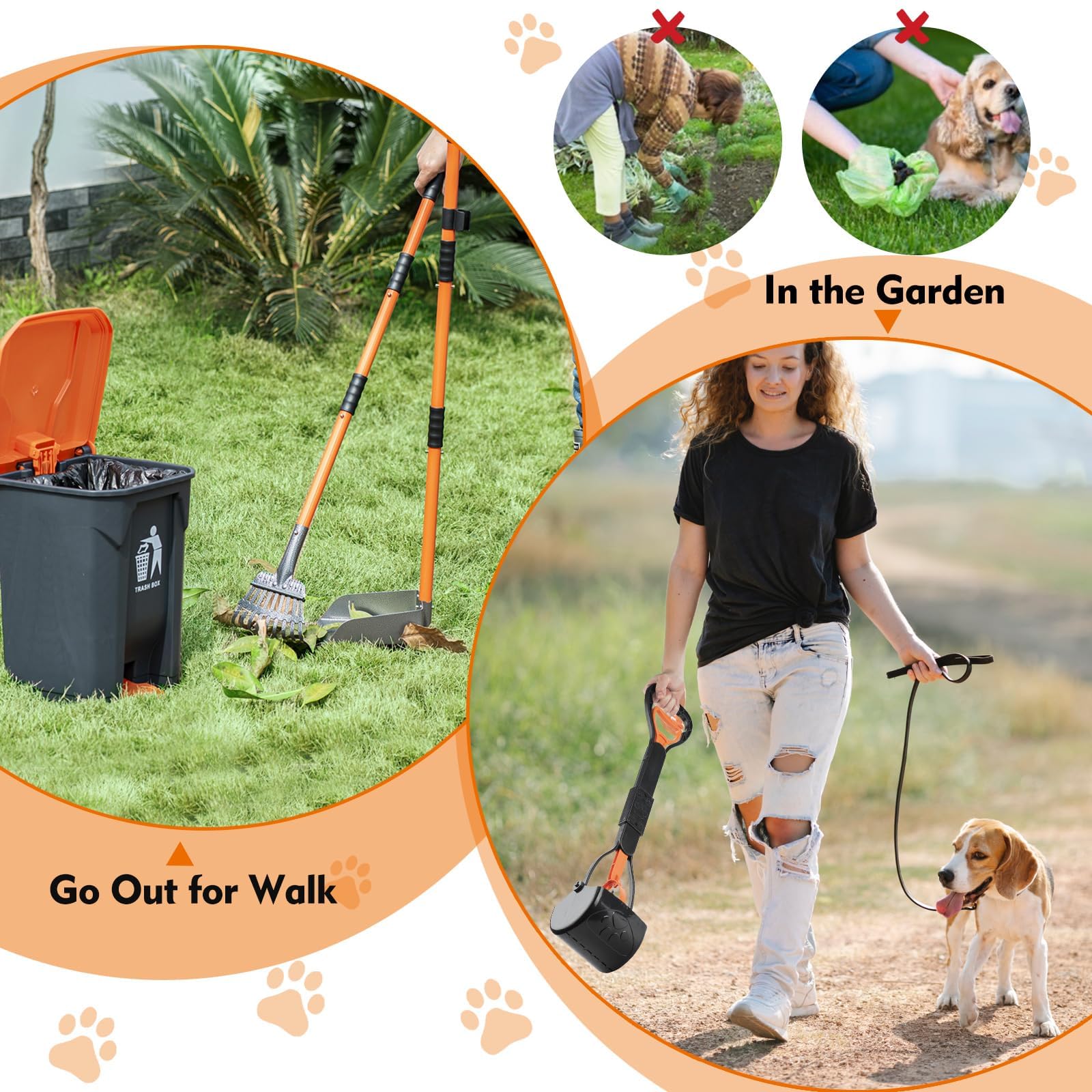WLQiu Rake and Spade in grass-cleaning mode for quick turf scooping