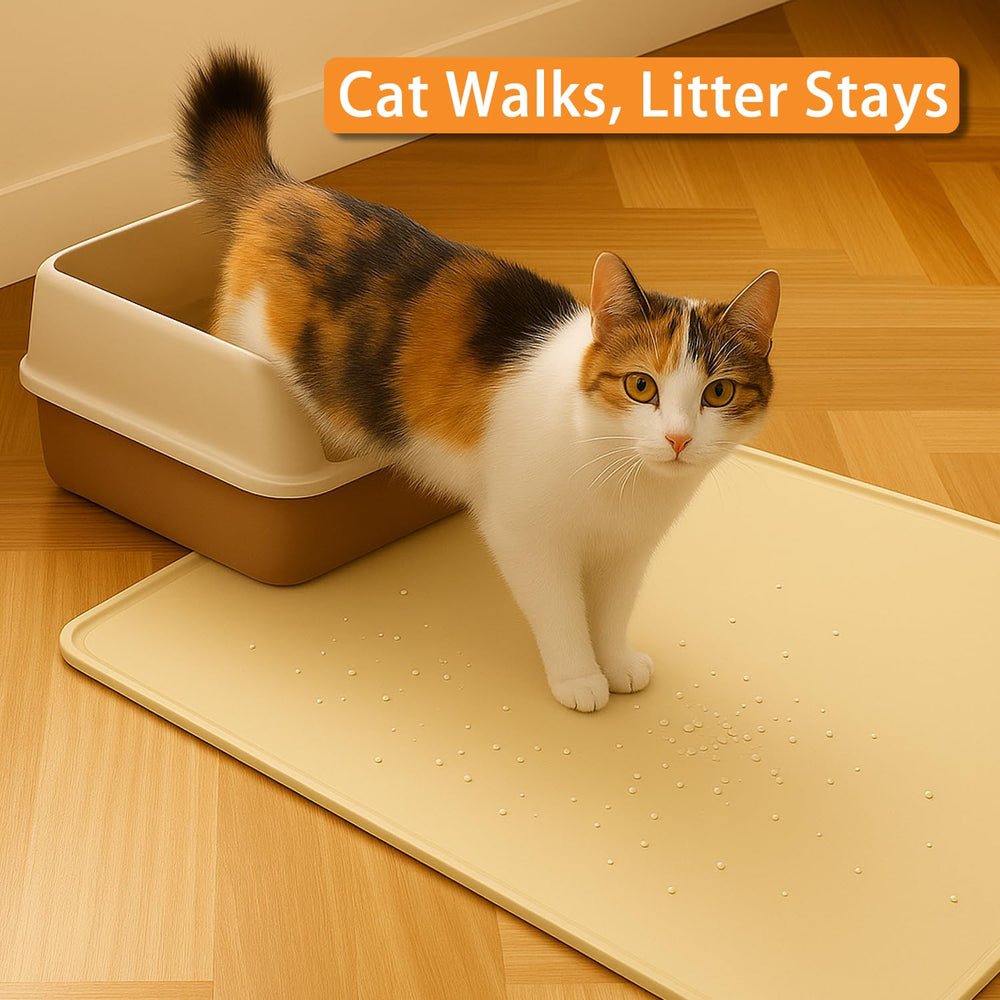 WMTekek litter mat shows raised edge barrier around rim for litter control.