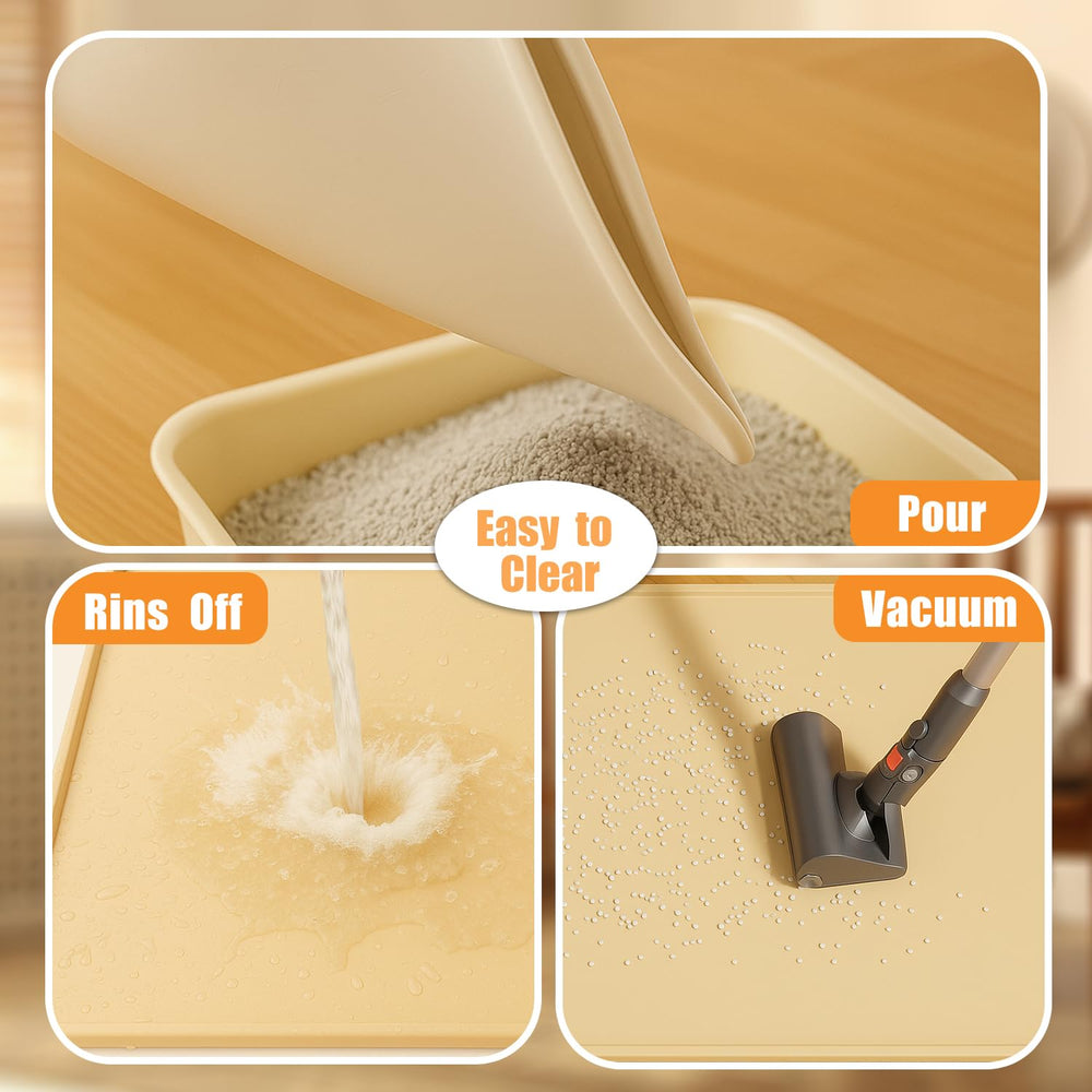 WMTekek pet mat demonstrates versatile use as litter and feeding mat.