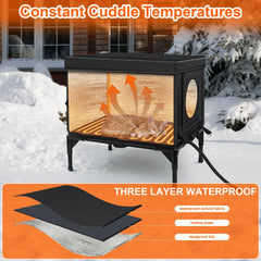 Wn's Day heated outdoor cat house interior shows insulated lining for cozy shelter in cold weather