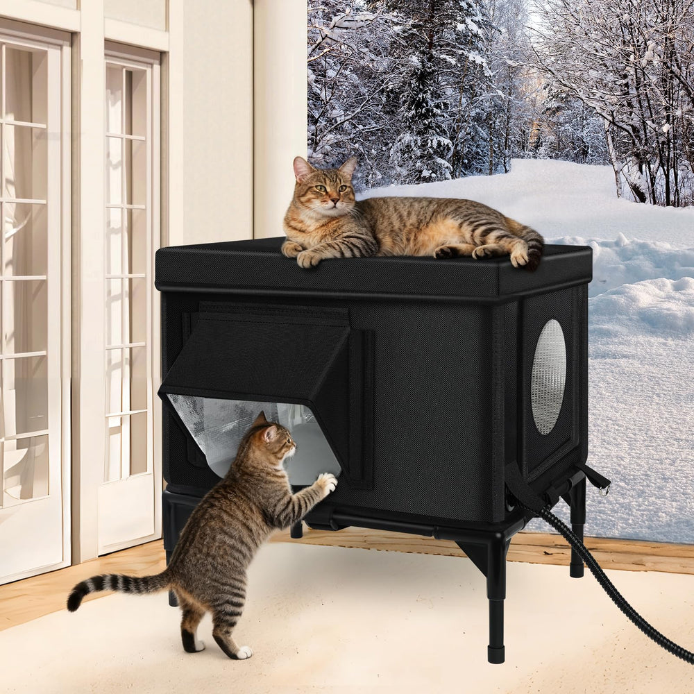 Wn's Day heated outdoor cat house 6-inch elevated base prevents ground moisture contact