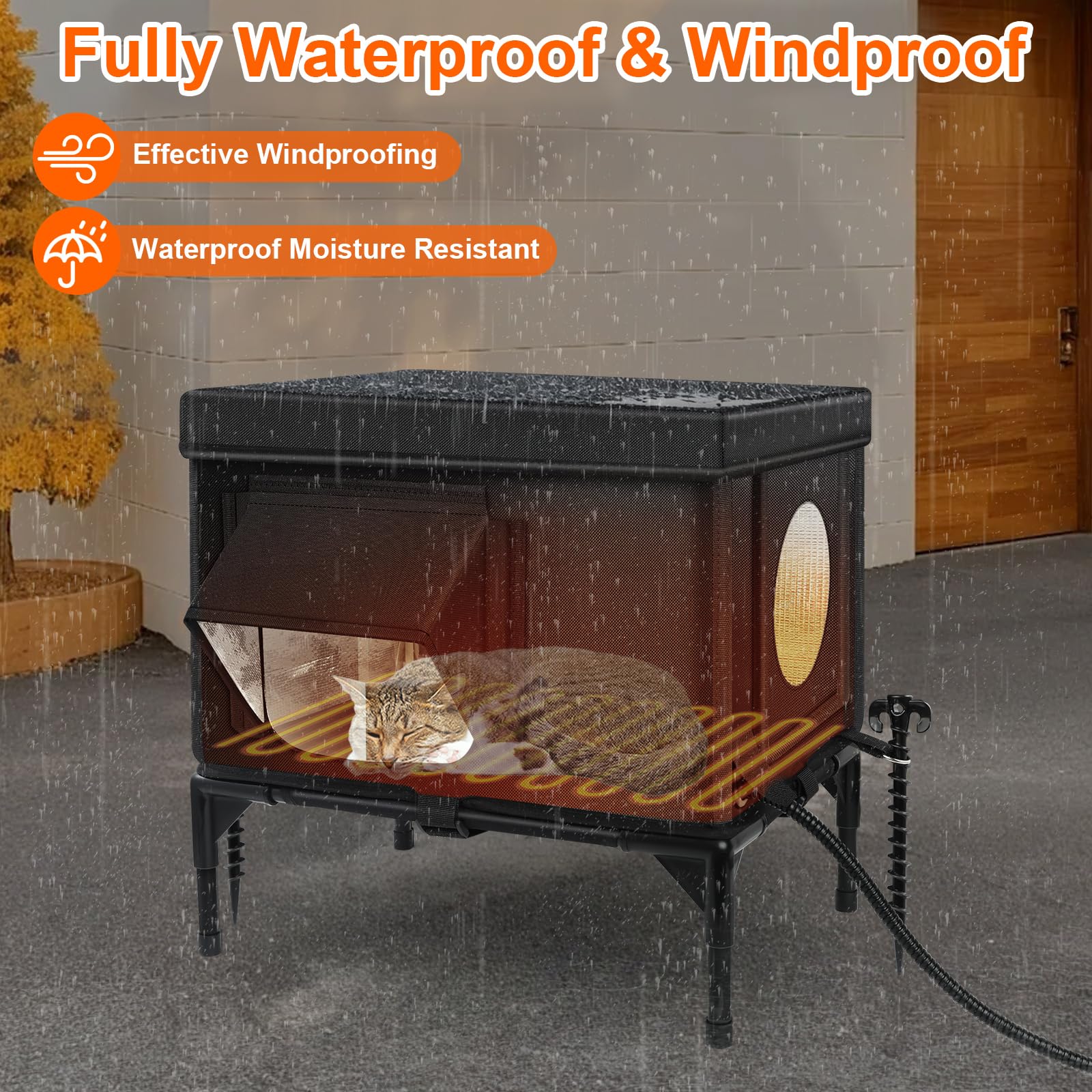 Wn's Day heated cat house escape door image suggests a safe retreat for anxious cats