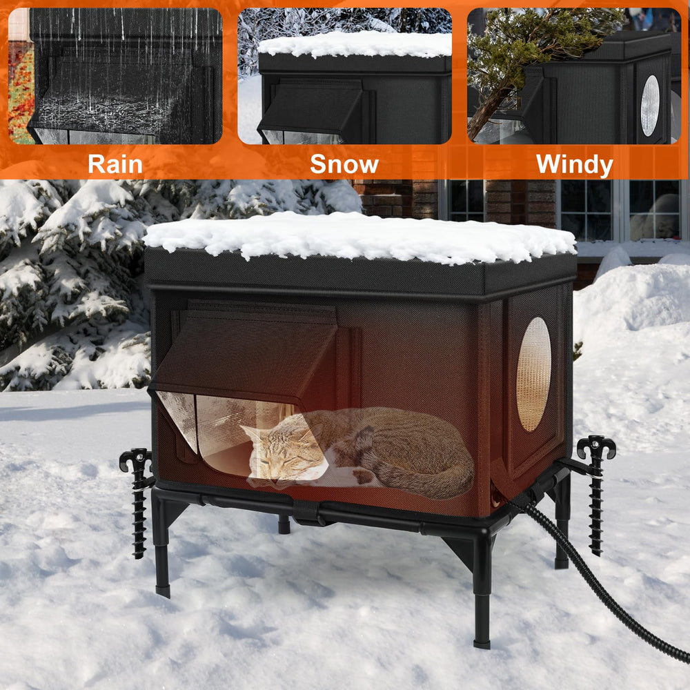 Wn's Day heated outdoor cat house side window enables outdoor observation to relieve stress